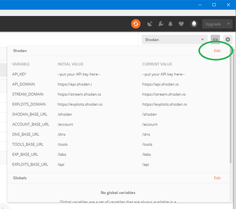 edit environment variables