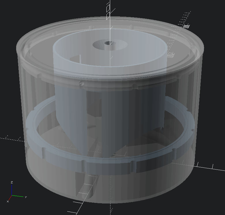 Light column 3D printed parts in compact view