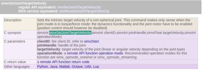 simxSetJointTargetVelocity