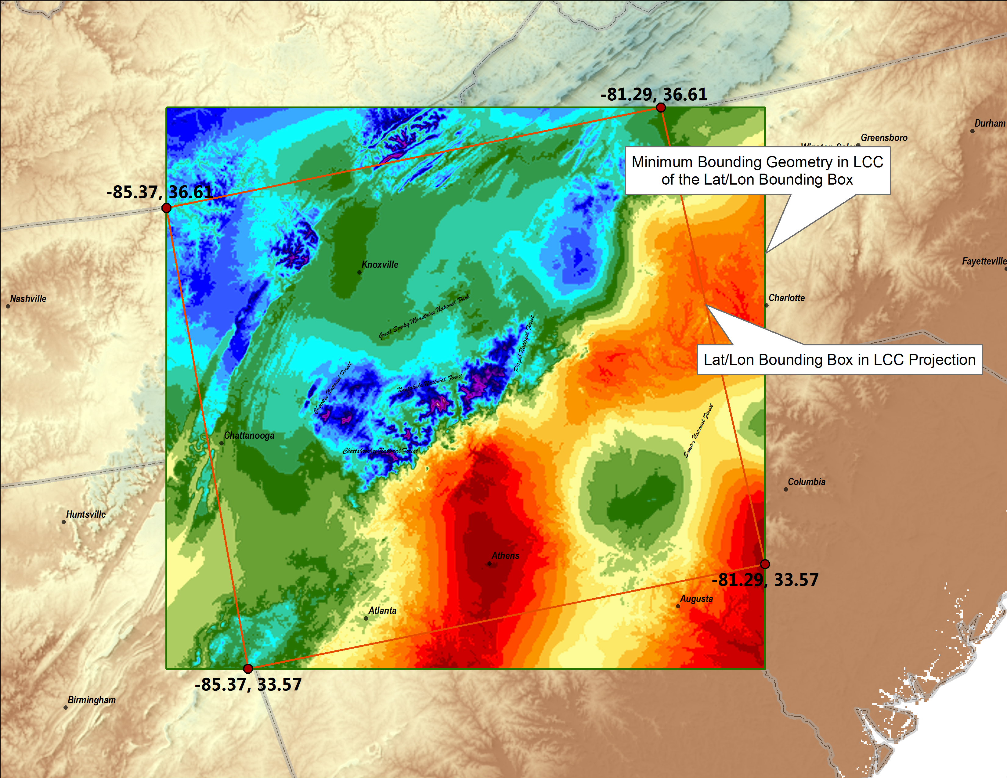 NCSS in GSMNP LCC with minimum bounding geometry