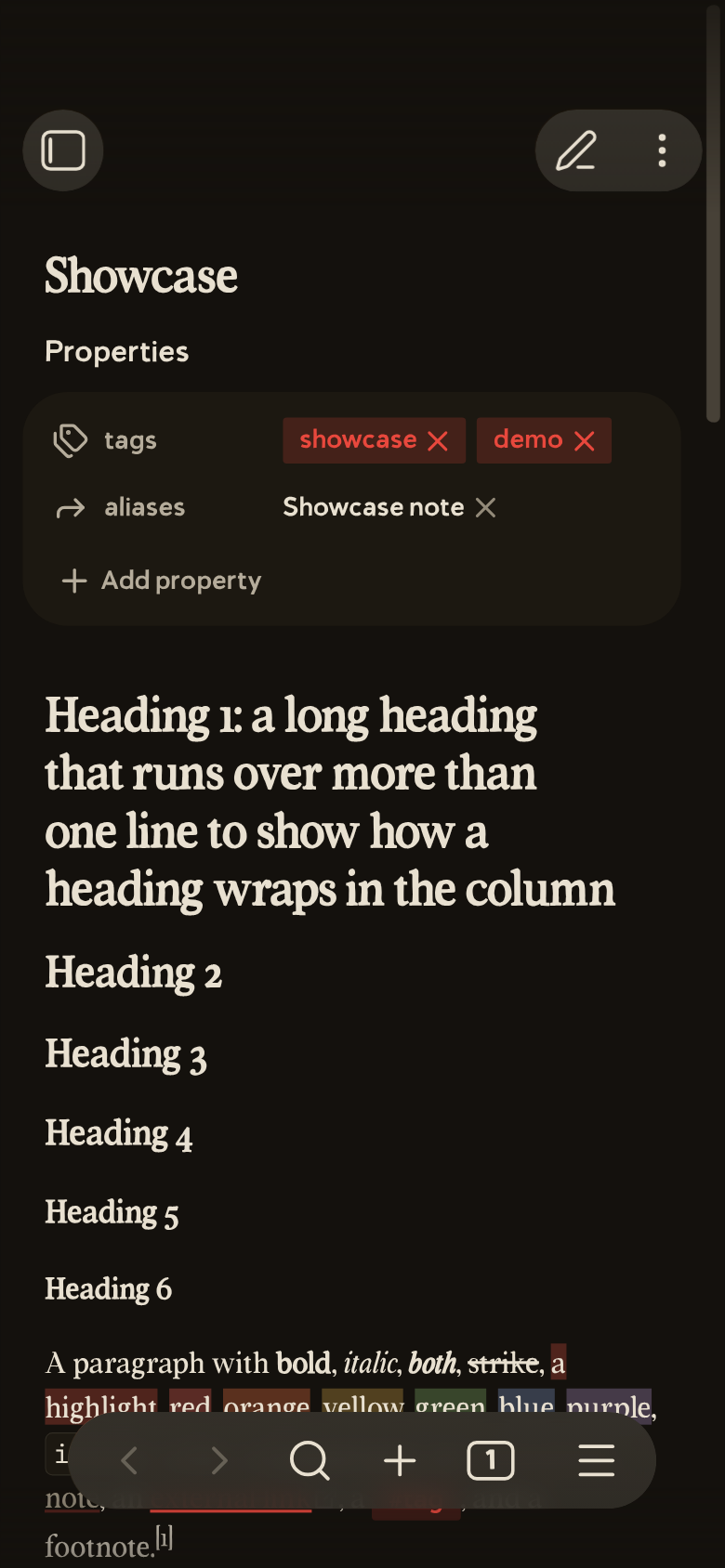 A note on a phone in dark mode