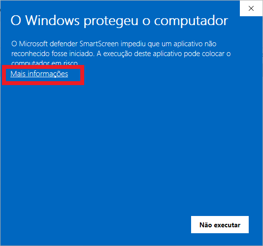 Windows SmartScreen warning - click More info