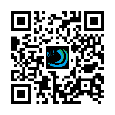A QR code with a logo in the center