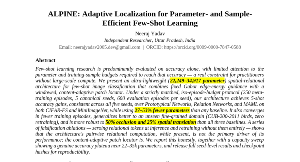 ALPINE: Adaptive Localization for Parameter- and Sample-Efficient Few-Shot Learning