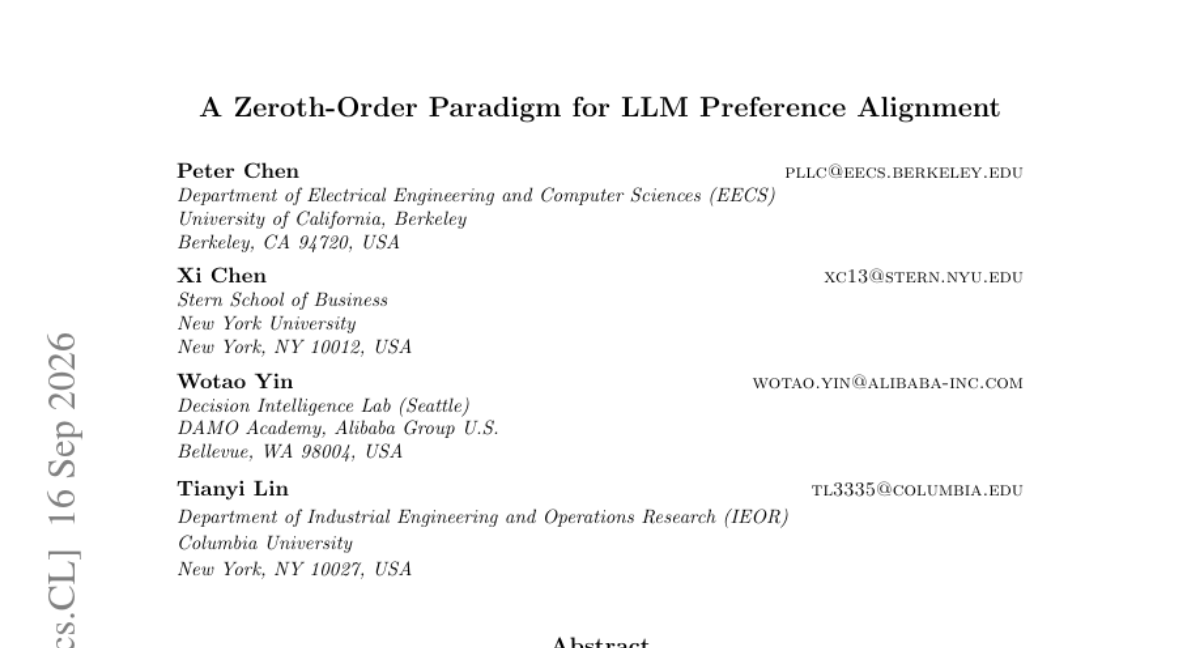 A Zeroth-Order Paradigm for LLM Preference Alignment