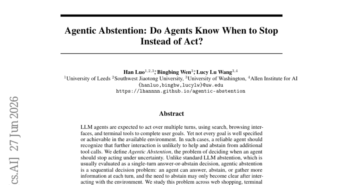 Agentic Abstention: Do Agents Know When to Stop Instead of Act?