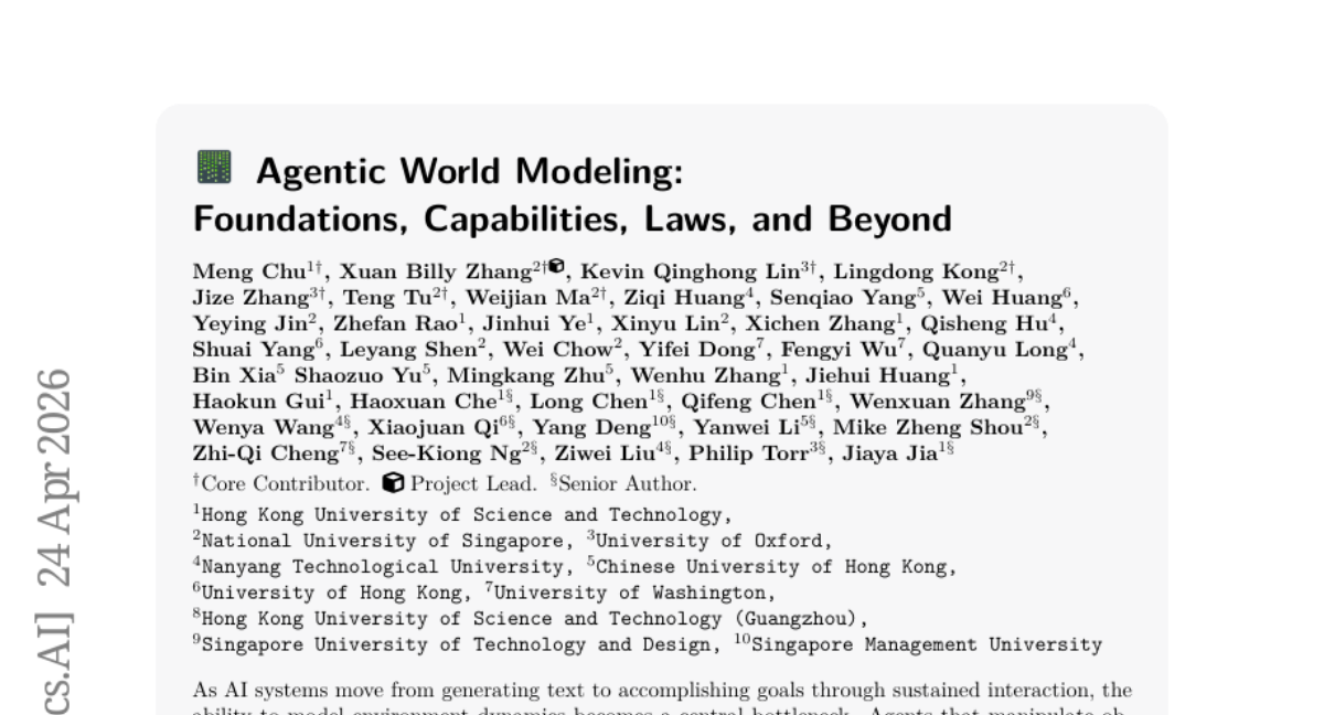 Agentic World Modeling: Foundations, Capabilities, Laws, and Beyond