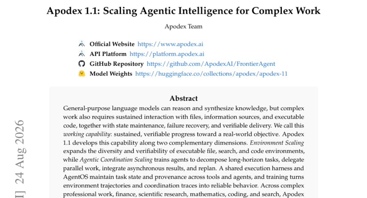 Apodex 1.1: Scaling Agentic Intelligence for Complex Work