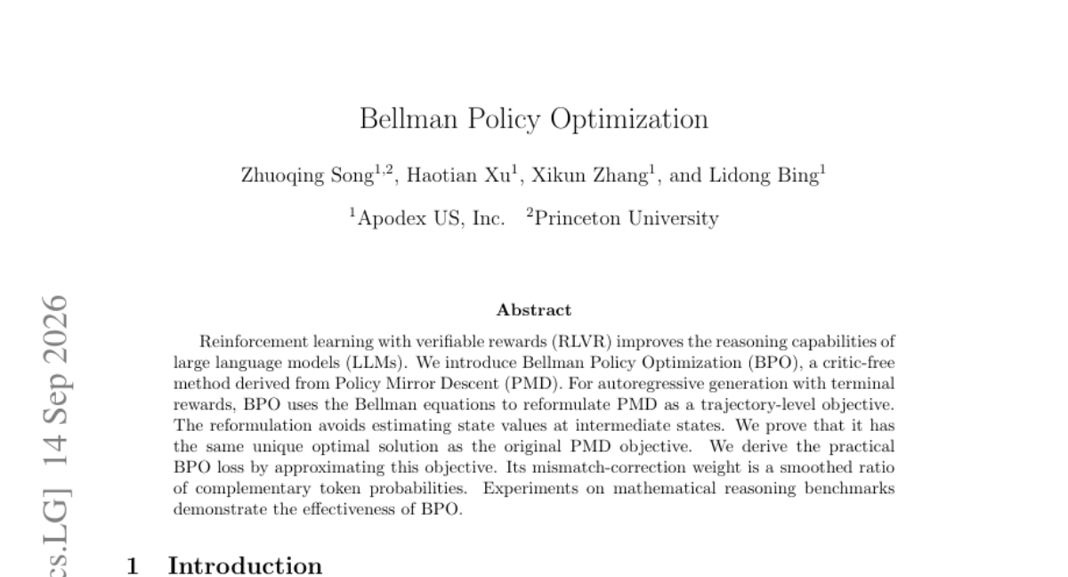 Bellman Policy Optimization