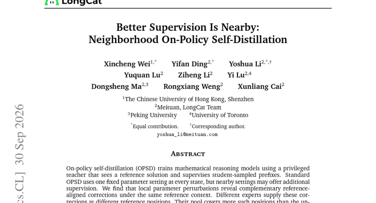 Better Supervision Is Nearby: Neighborhood On-Policy Self-Distillation