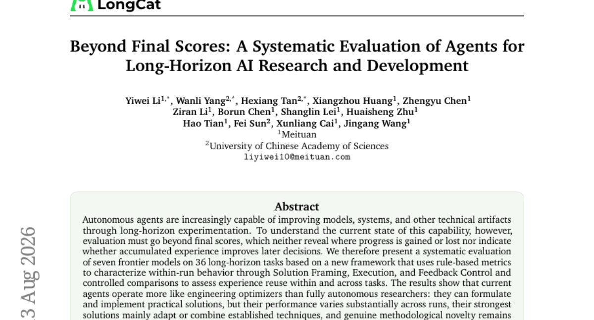 Beyond Final Scores: A Systematic Evaluation of Agents for Long-Horizon AI Research and Development