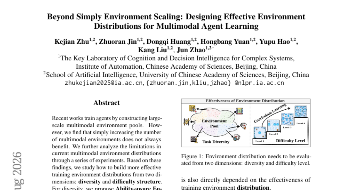Beyond Simply Environment Scaling: Designing Effective Environment Distributions for Multimodal Agent Learning
