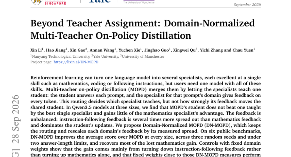 Beyond Teacher Assignment: Domain-Normalized Multi-Teacher On-Policy Distillation