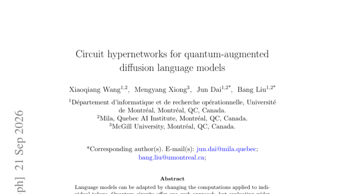 Circuit Hypernetworks for Quantum-Augmented Diffusion Language Models