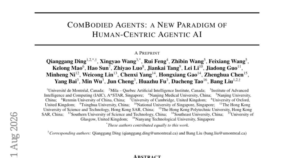 ComBodied Agents: a New Paradigm of Human-Centric Agentic AI