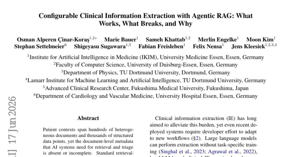 Configurable Clinical Information Extraction with Agentic RAG: What Works, What Breaks, and Why