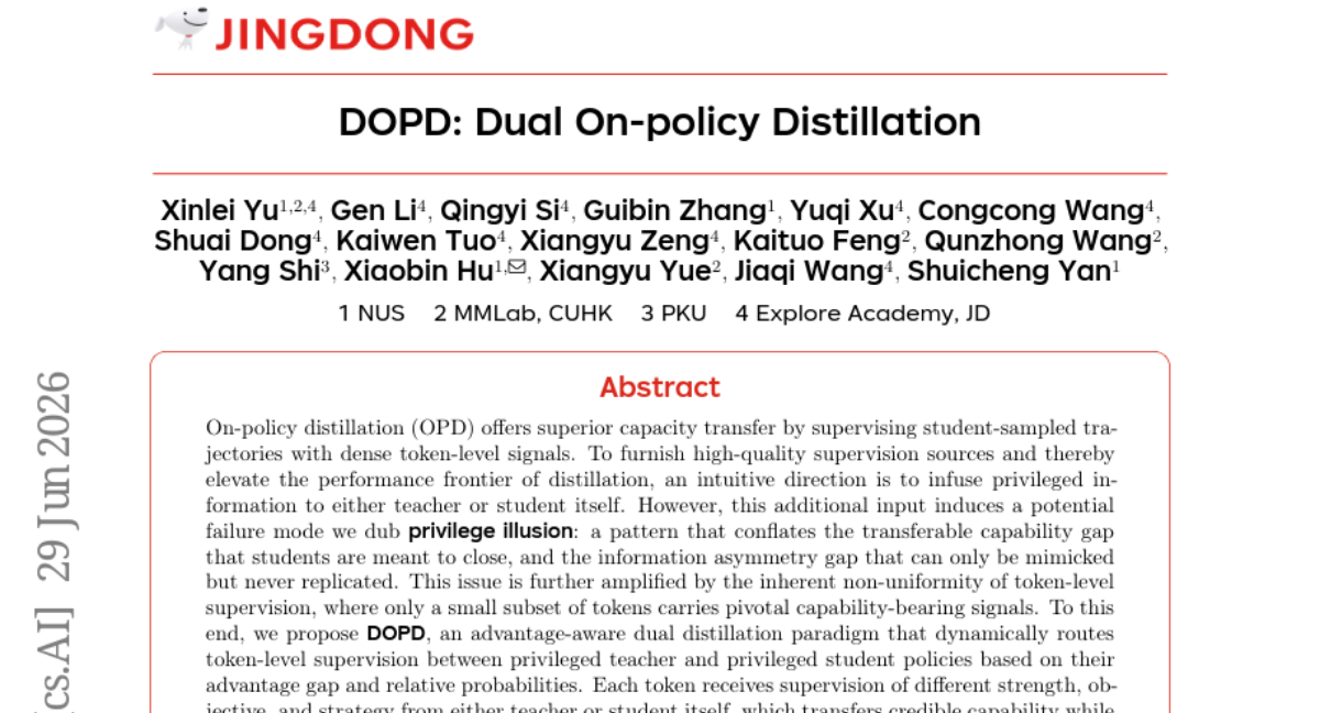 DOPD: Dual On-policy Distillation