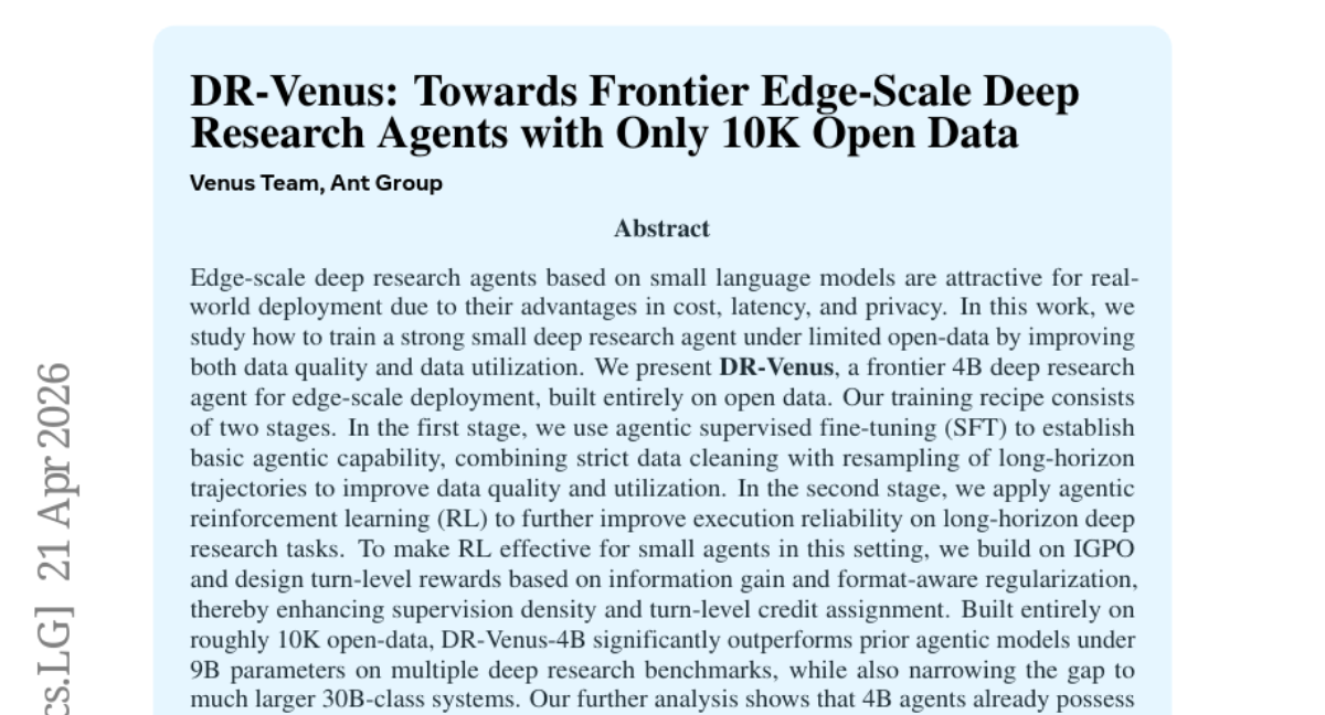 DR-Venus: Towards Frontier Edge-Scale Deep Research Agents with Only 10K Open Data