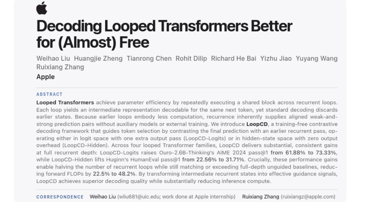 Decoding Looped Transformers Better for (Almost) Free