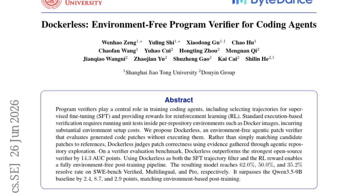Dockerless: Environment-Free Program Verifier for Coding Agents