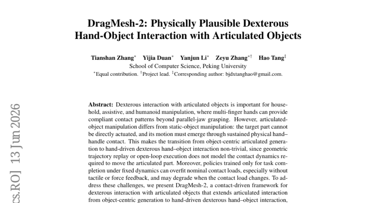 DragMesh-2: Physically Plausible Dexterous Hand-Object Interaction with Articulated Objects