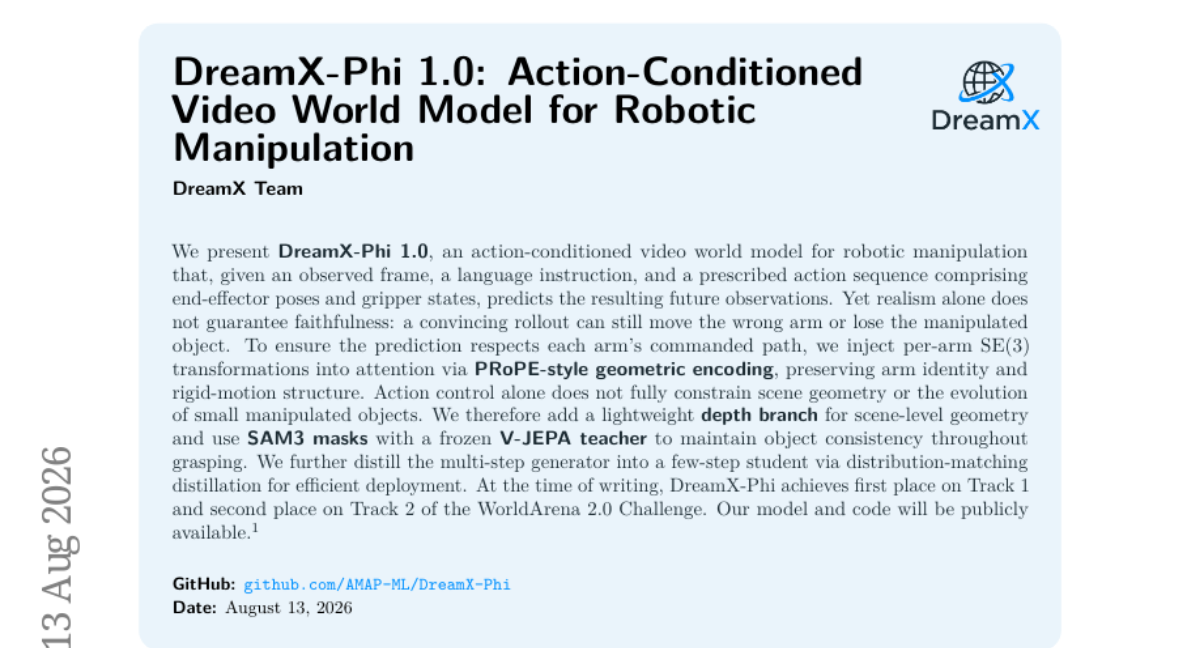DreamX-Phi 1.0: Action-Conditioned Video World Model for Robotic Manipulation