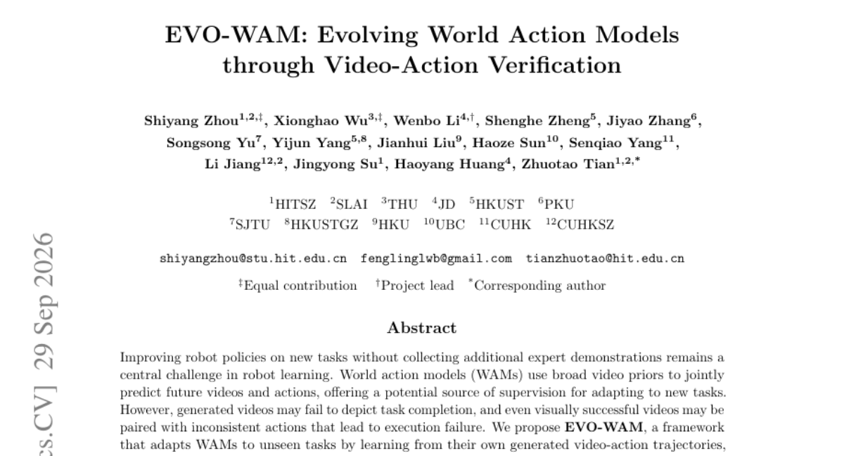 EVO-WAM: Evolving World Action Models through Video-Action Verification