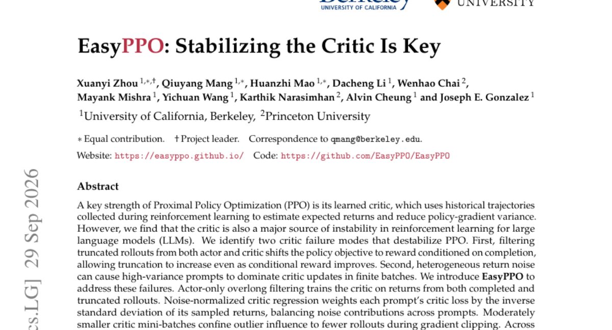 EasyPPO: Stabilizing the Critic Is Key