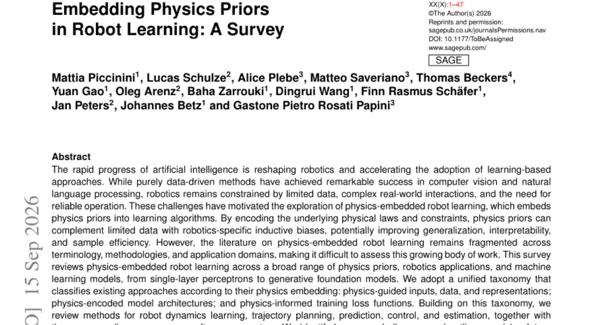 Embedding Physics Priors in Robot Learning: A Survey