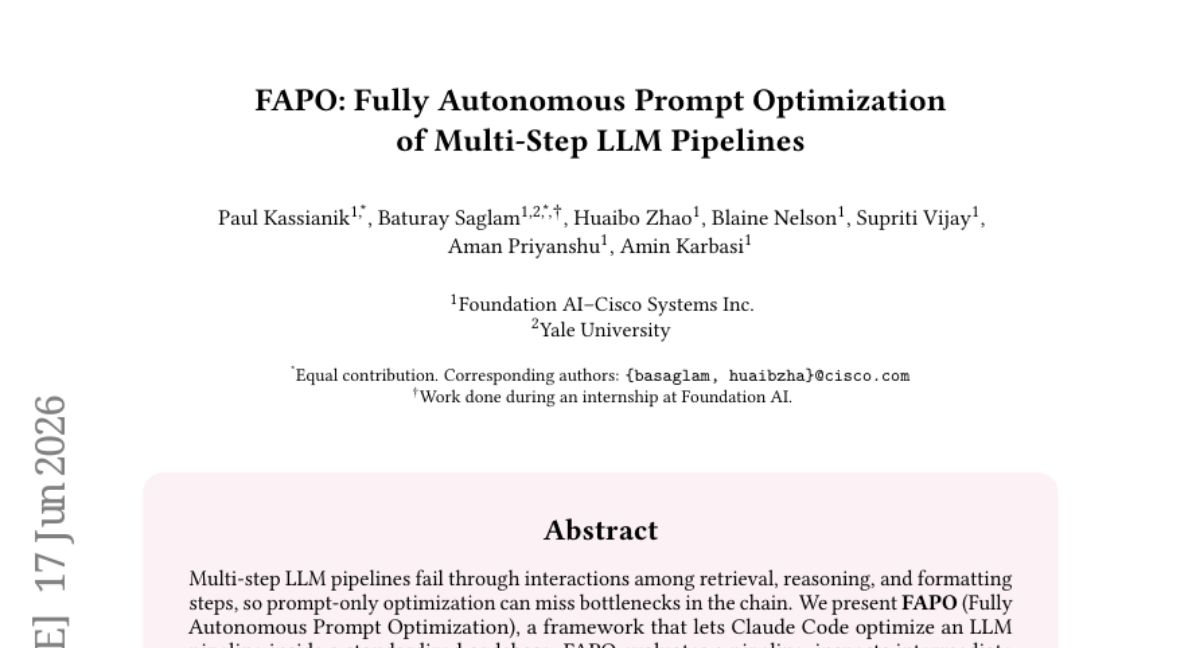 FAPO: Fully Autonomous Prompt Optimization of Multi-Step LLM Pipelines