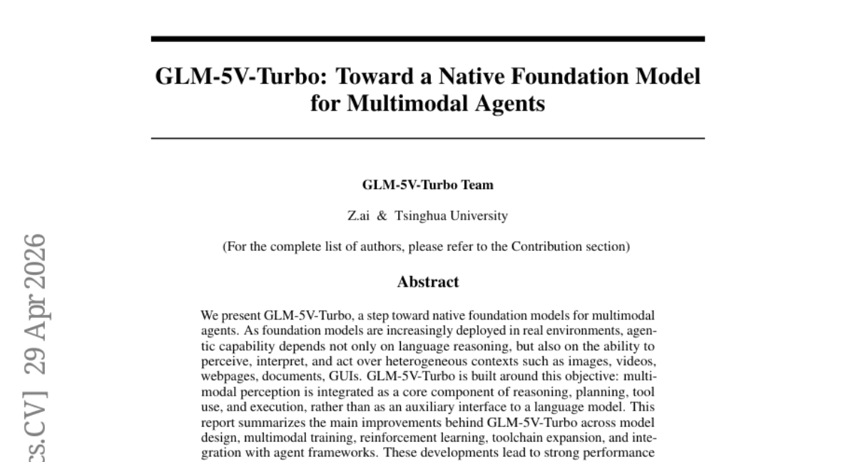 GLM-5V-Turbo: Toward a Native Foundation Model for Multimodal Agents
