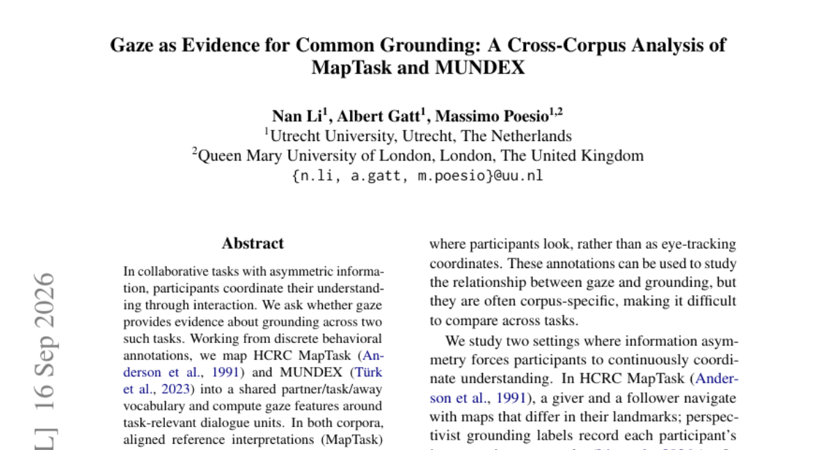 Gaze as Evidence for Common Grounding: A Cross-Corpus Analysis of MapTask and MUNDEX