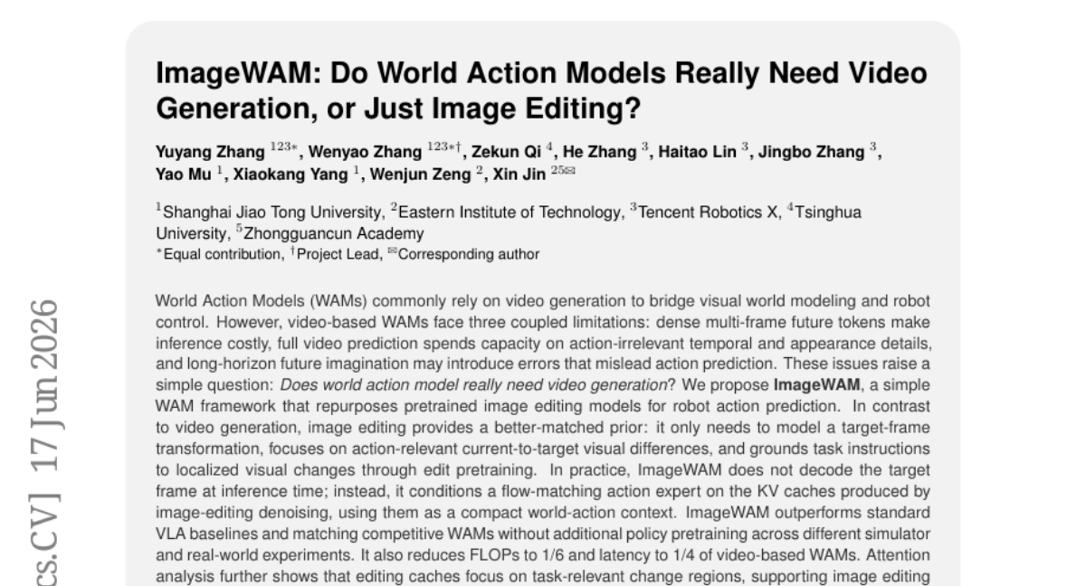 ImageWAM: Do World Action Models Really Need Video Generation, or Just Image Editing?