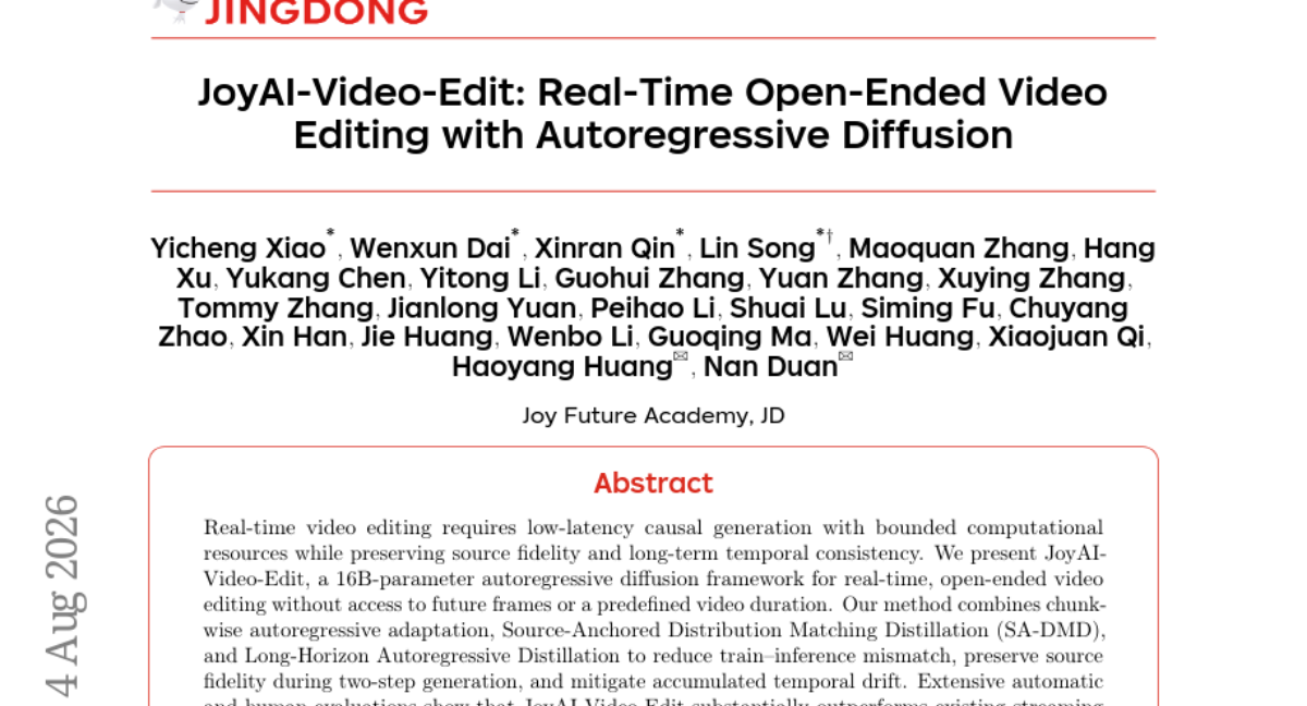 JoyAI-Video-Edit: Real-Time Open-Ended Video Editing with Autoregressive Diffusion