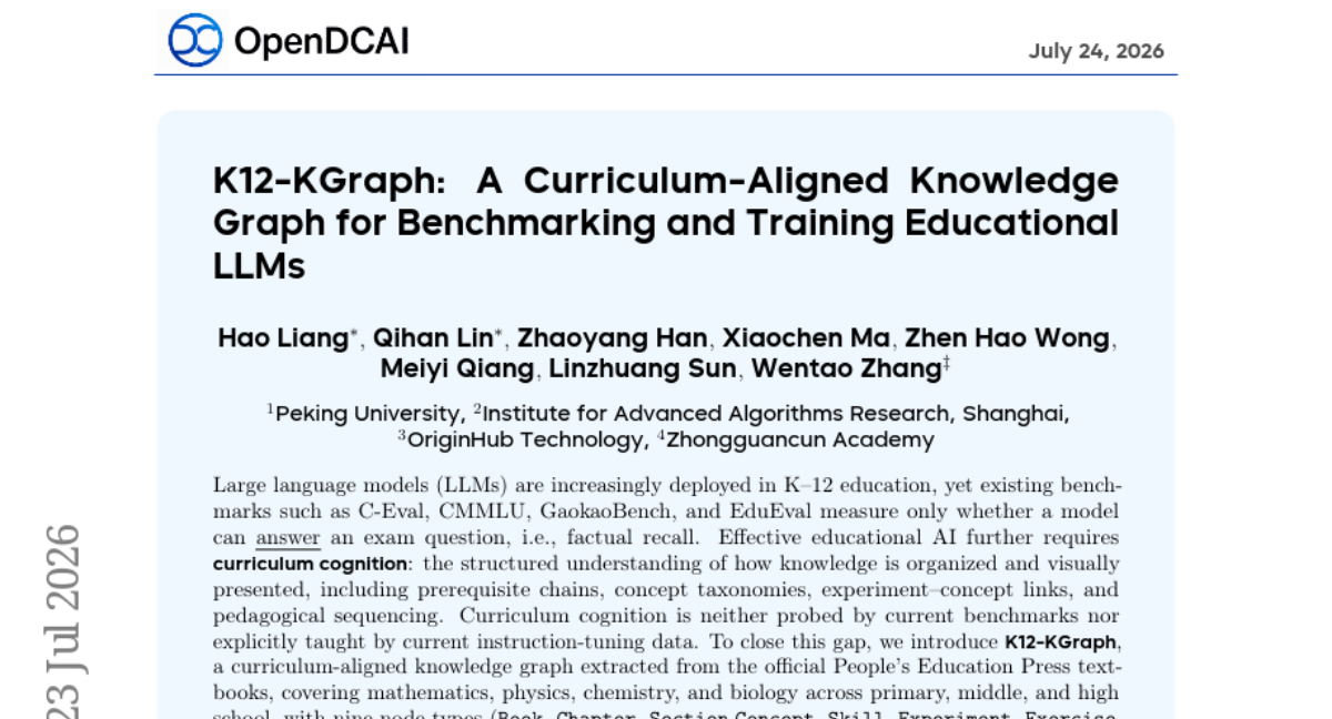 K12-KGraph: A Curriculum-Aligned Knowledge Graph for Benchmarking and Training Educational LLMs