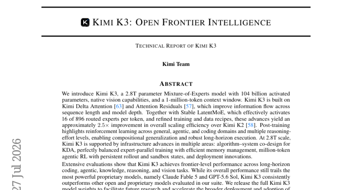 Kimi K3: Open Frontier Intelligence