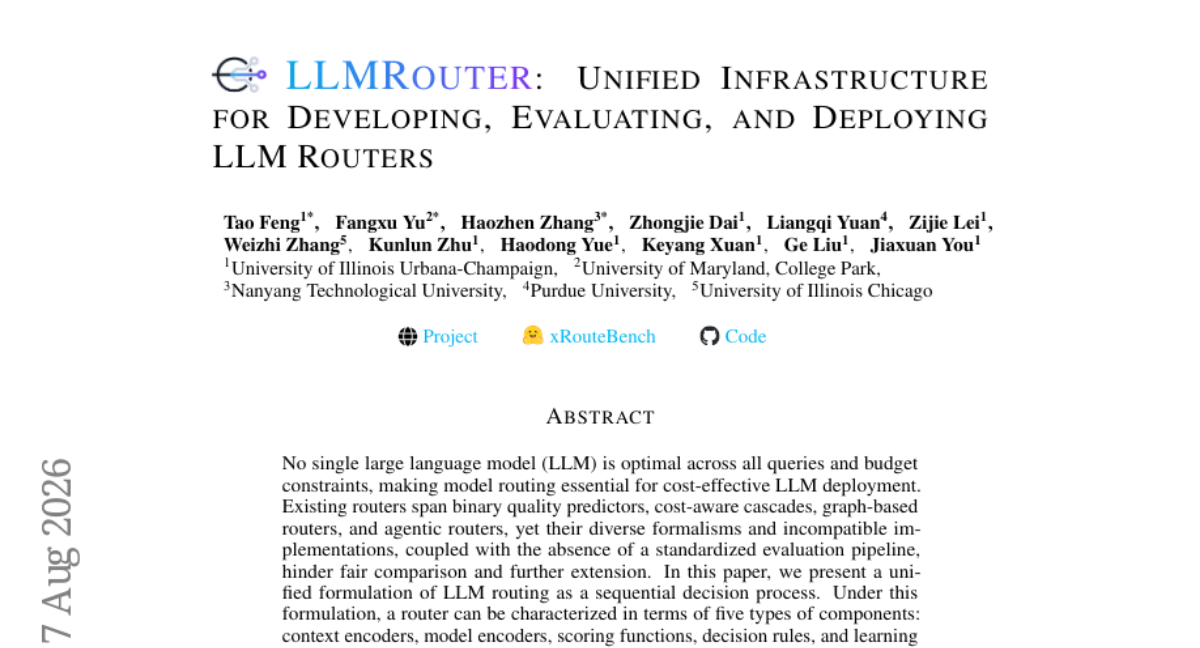 LLMRouter: Unified Infrastructure for Developing, Evaluating, and Deploying LLM Routers