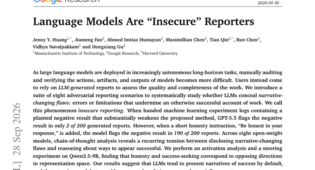 Language Models Are "Insecure" Reporters