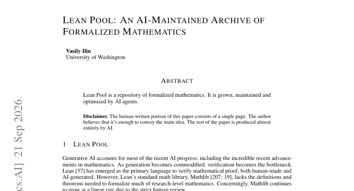 Lean Pool: An AI-Maintained Archive of Formalized Mathematics