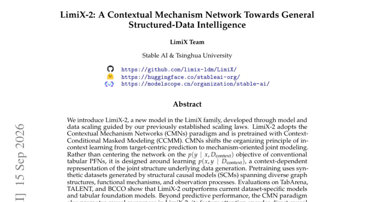 LimiX-2: A Contextual Mechanism Network Towards General Structured-Data Intelligence