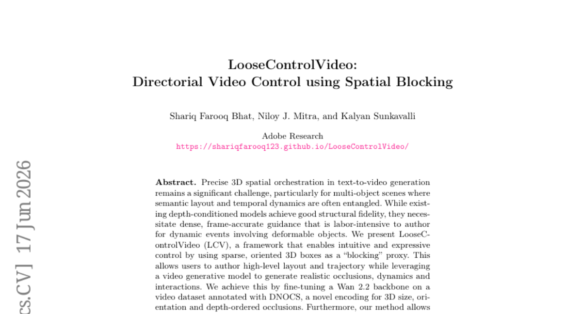 LooseControlVideo: Directorial Video Control using Spatial Blocking