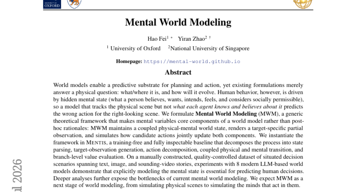 Mental World Modeling
