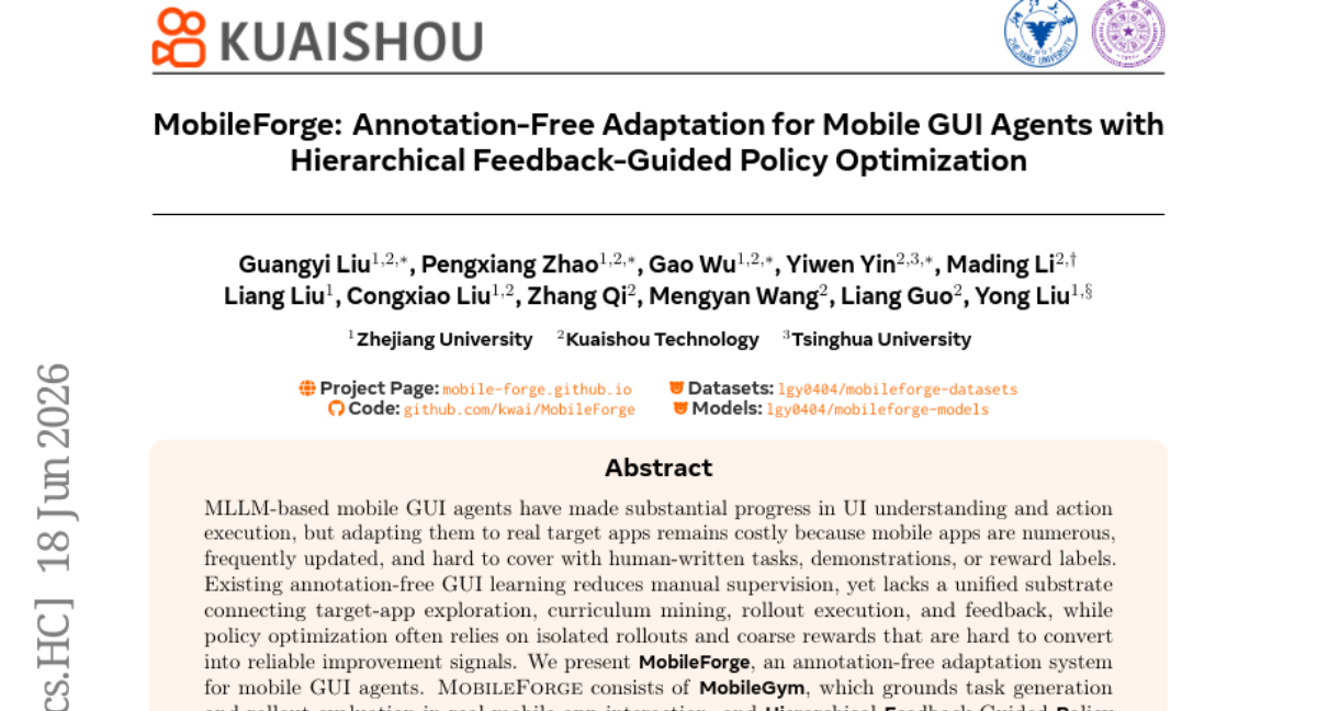 MobileForge: Annotation-Free Adaptation for Mobile GUI Agents with Hierarchical Feedback-Guided Policy Optimization