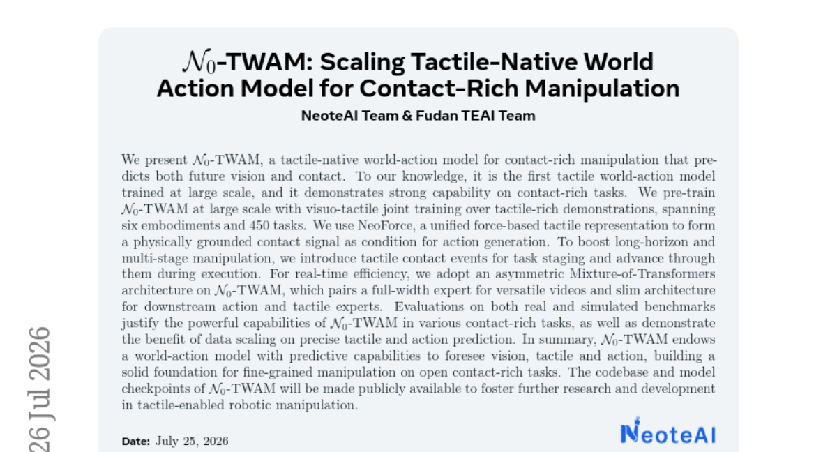 N_0-TWAM: Scaling Tactile-Native World-Action Model for Contact-Rich Manipulation