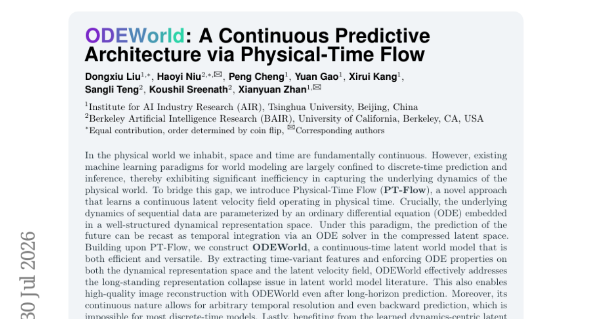 ODEWorld: A Continuous Predictive Architecture via Physical-Time Flow