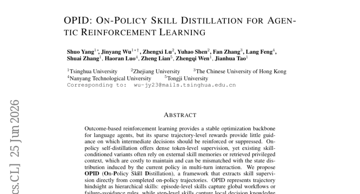 OPID: On-Policy Skill Distillation for Agentic Reinforcement Learning