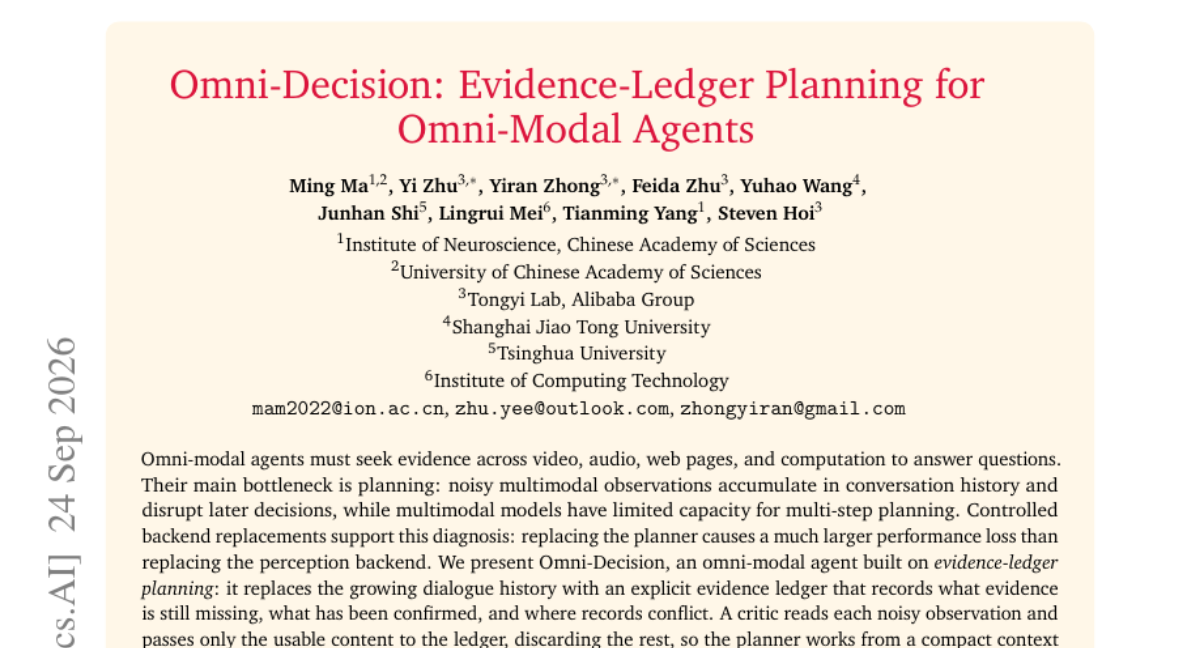 Omni-Decision: Evidence-Ledger Planning for Omni-Modal Agents