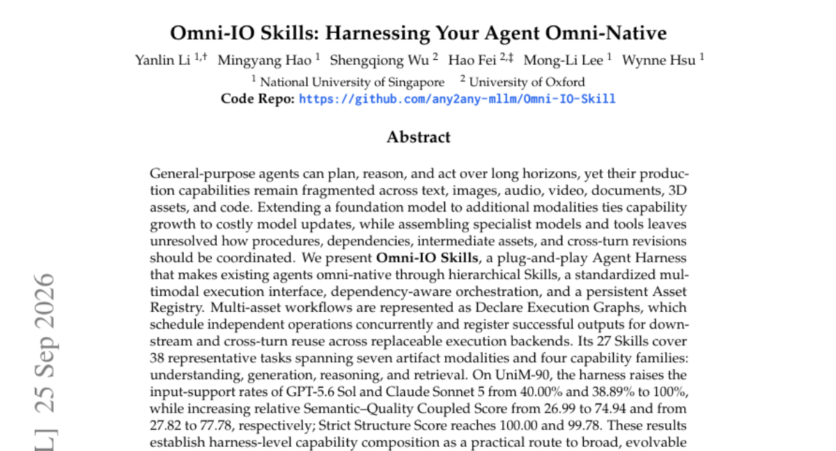 Omni-IO Skills: Harnessing Your Agent Omni-Native