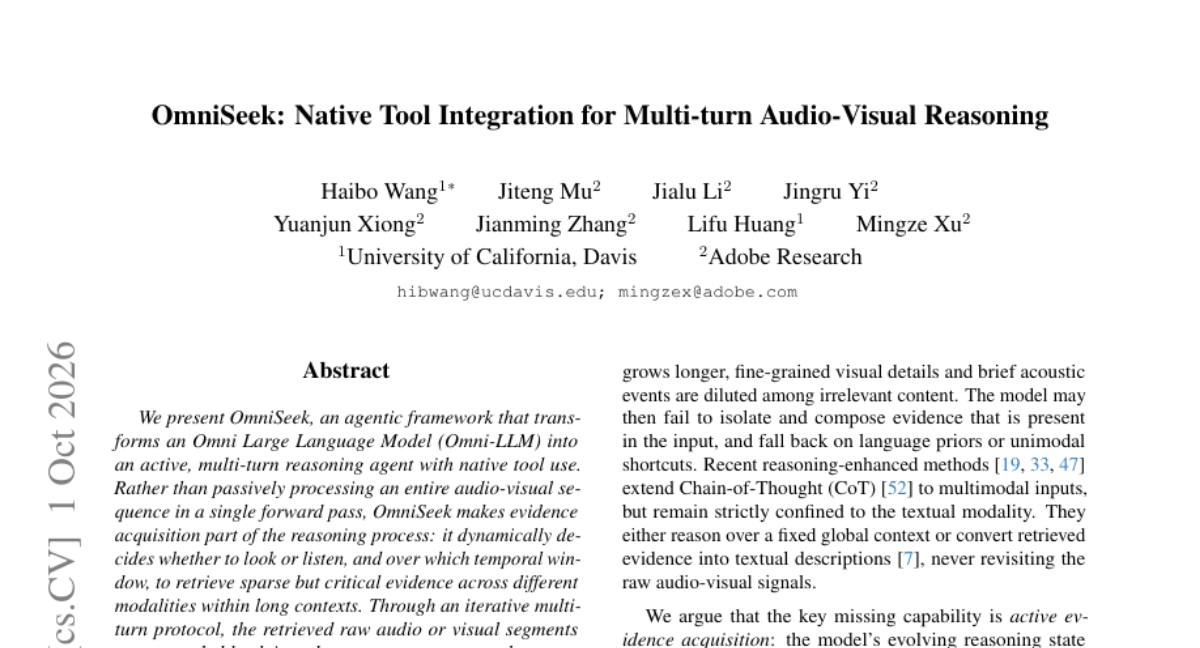 OmniSeek: Native Tool Integration for Multi-turn Audio-Visual Reasoning