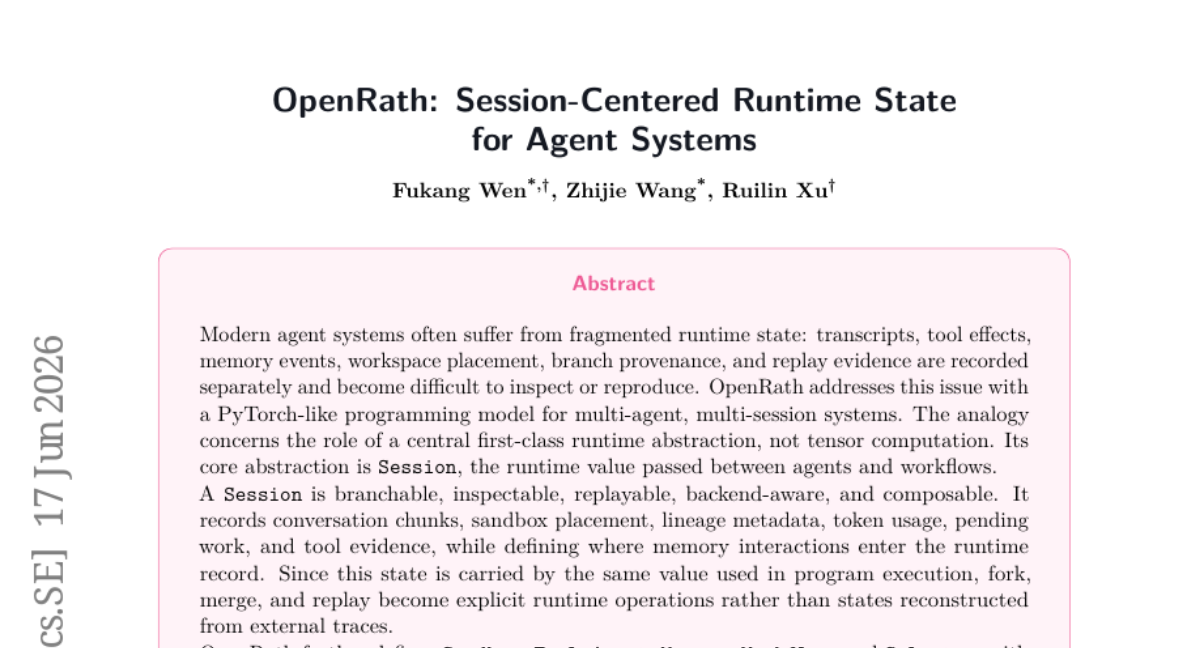OpenRath: Session-Centered Runtime State for Agent Systems